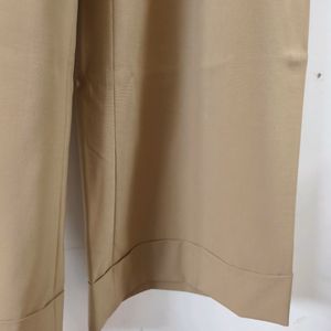 Beige Wide Leg Korean Trousers