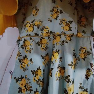 Yellow Cold Shoulder Long Frock