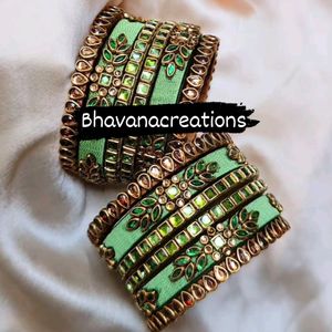 Green Trending Designer Bangles Set