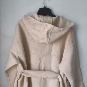 Hooded Beige Long Coat