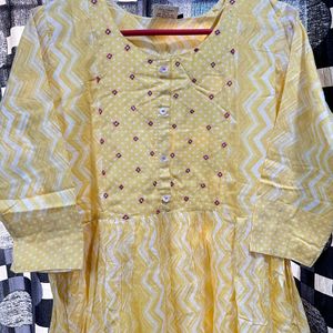 Flared Yellow Long Kurti