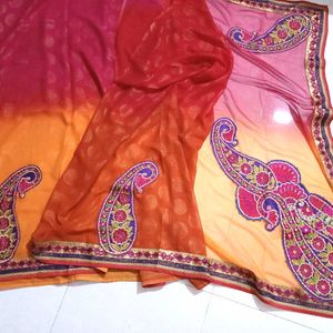 💥🆕️ Designer Patchwork Multicolour Shimmer Saree