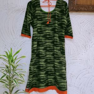 Olive Embroidery Work Kurta