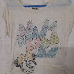 Mickey Mice Print White Colour Top