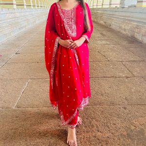 Rose Pink Dress With Dupatta