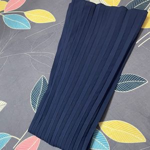 Navy Blue Pleated Skirt for Women