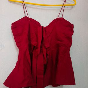 Super hot maroon noodles strap padded top