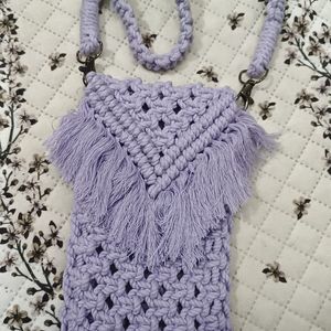 New Macrame Handmade Phone Sling Bag In Lavender Colour Last Selling Price 450/-