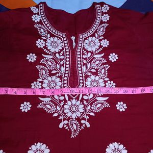 Maroon Chikankari Kurta +Freebie😍❤