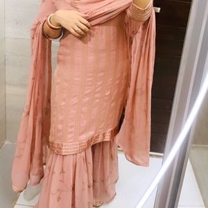 Women Peach Sharara Suit