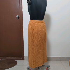 Coral Ribbed Midi Skirt