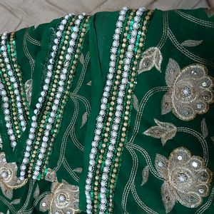 Green Embroidery Saree