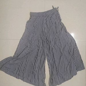 Grey Striped Palazzo Pants