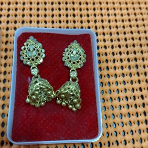 Golden Ear Rings And Jhumki