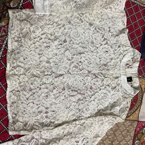 White Net Design Top