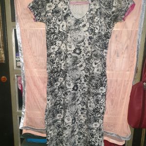 Black Floral Kurta