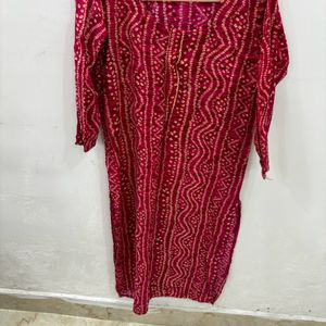 Bandhani Print Rose Colored Kurti