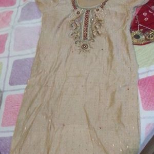 Golden And Maroon Plazo Suit With Dupatta