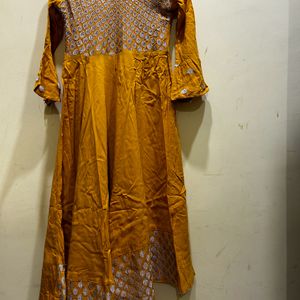 Mustard Colour Anarkali Kurta Size M