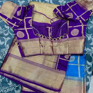 Blue combination Saree with blouse