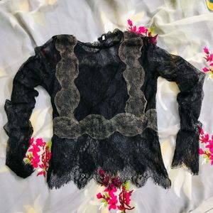 Aesthetic Black Netted Top