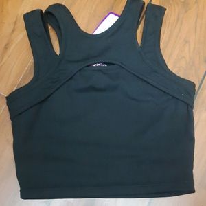 BLACK CUT OUT SLEEVELESS TOP