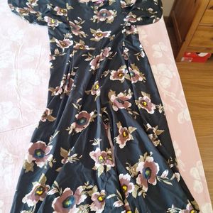 Floral Black Jumpsuit Full Length XL