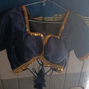 New Satin Designer Navy Blue Blouse