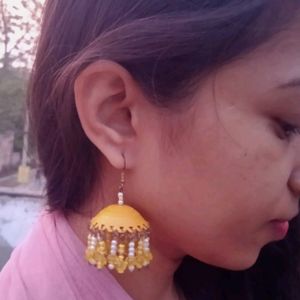 Earrings -yellow And Pearl