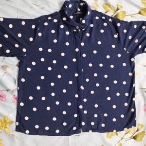 Navy Blue Polka Dot Top