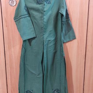 W Green Embroidered Kurta