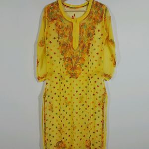 Yellow Lucknowi Kurti