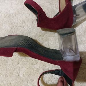 Maroon Block Heel