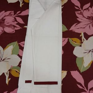 White And Maroon Mens Kurta