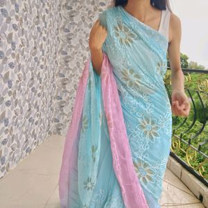 Blue-pink Saree