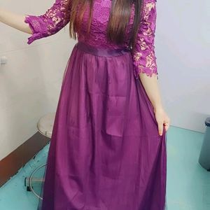 Purple Lace Net Gown