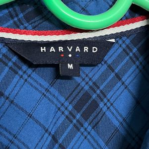 Harvard Unisex Blue & Black Checkered Shirt