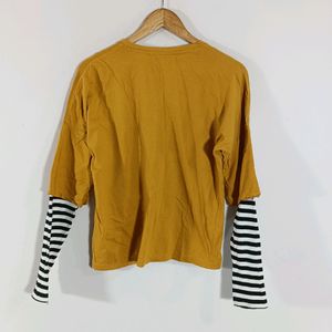 Mustard Yellow Plain Casual Top (Women)