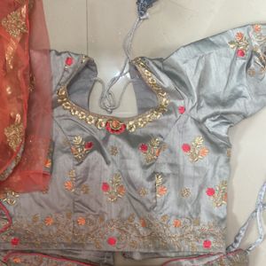 Grey Colour Heavy Work Ghagra With Duppata And Blouse