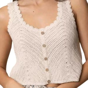 Woolen Cotton Blended Sleeveless Crochet Top✨️🫶🏻