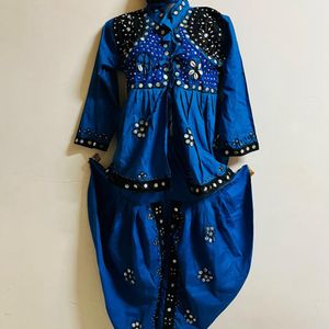 Navratri Special Navy Blue Keryu Dhoti Set + Cap