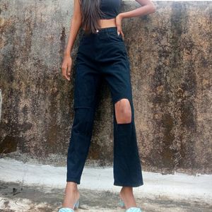 Women Black Wide Leg Jeans