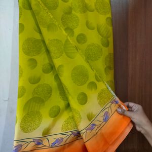 Parrot Green Saree