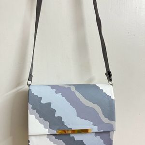 Grey And White Contrast Sling Bag