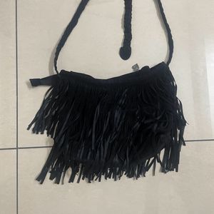 Black Fringed Bag