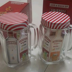 Jar Mugs with Handle and Straw Old Fashioned Drink