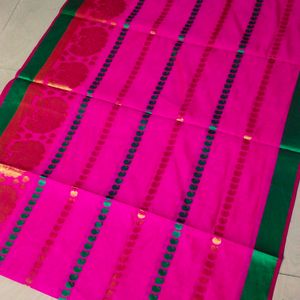 Beautiful Rose Colour Cotton Silk Saree