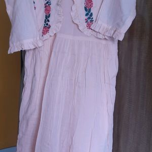 Mulmul Dress With Embroidered Jacket