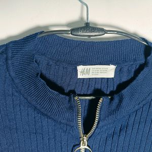 H&M Casual Regular Sleeves Solid Women Blue Top