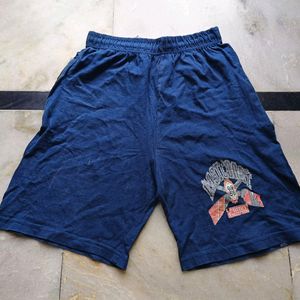 Blue Half Shorts For Daily Use Stretchable